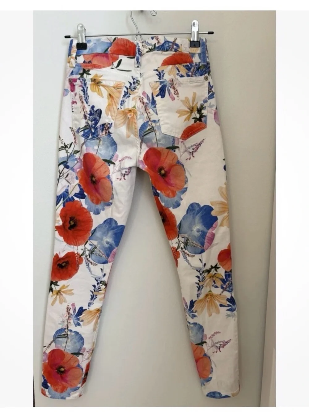 7 For All Mankind Seaside Poppy Floral Print Ankle Skinny Jeans Sz:25 - Picture 2 of 10